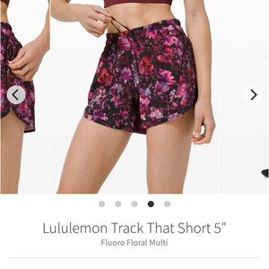 Lululemon Track That 5” Fluoro Floral Multi Shorts